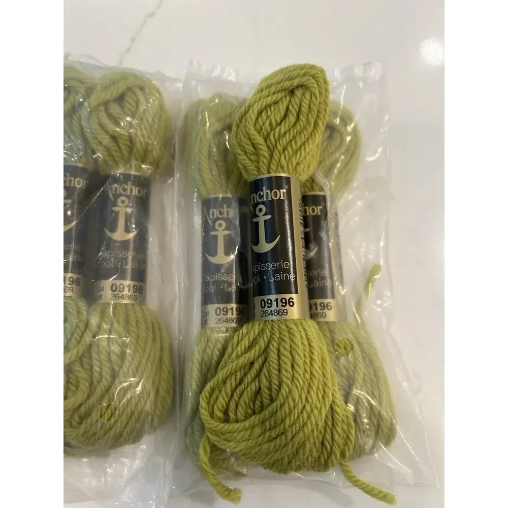 Vtg Anchor Tapisserie 100% Wool Yarn Green 6 Skeins 10M #09196 Embroidery Thread